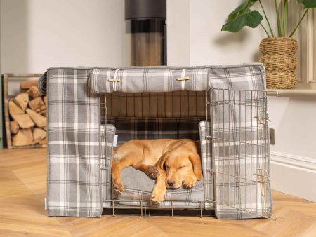 Dog Crate Set In Balmoral Dove Grey Tweed by Lords & Labradors For Cheap