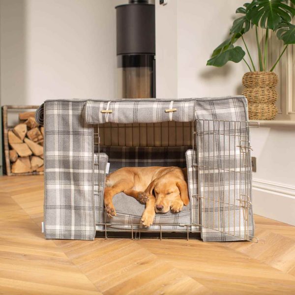 Dog Crate Set In Balmoral Dove Grey Tweed by Lords & Labradors For Cheap