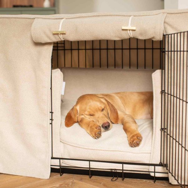 Dog Crate Set In Natural Herringbone Tweed by Lords & Labradors Cheap