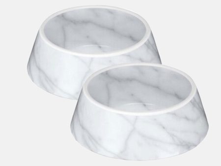 Carrara Marble Pet Bowl on Sale