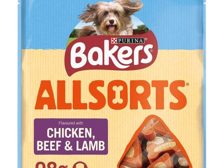 Bakers Allsorts Chicken, Beef & Lamb Dog Treats 98g on Sale