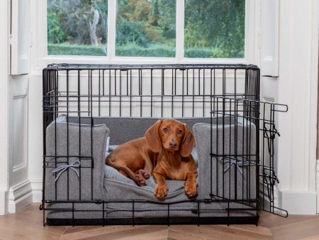 Dog Crate Bumper in Pewter Herringbone Tweed by Lords & Labradors Cheap