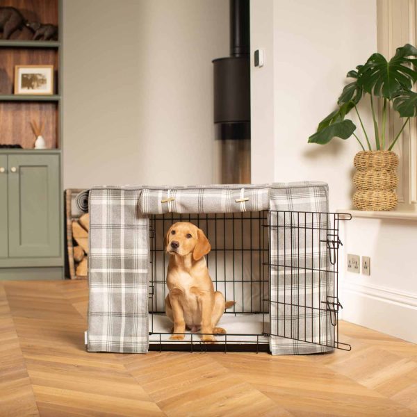 Dog Crate Cover in Balmoral Dove Grey Tweed by Lords & Labradors Supply