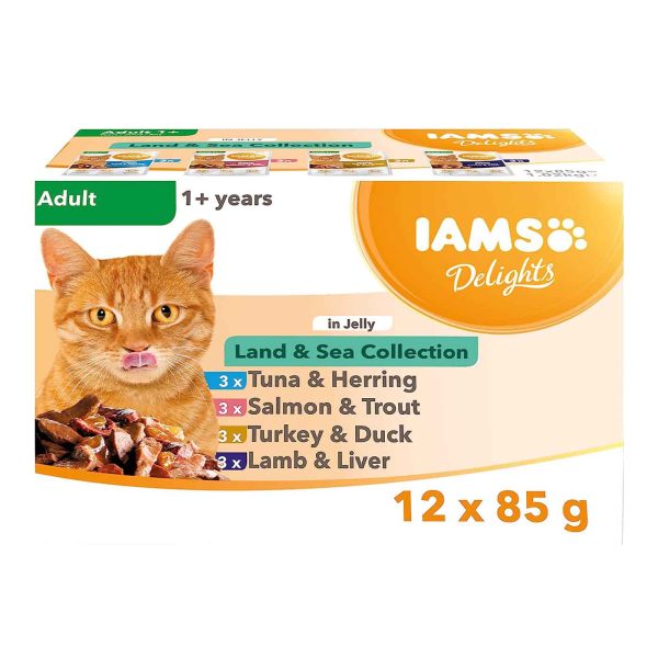 Iams Cat Delights Wet Land & Sea Collection In Jelly (12 x 85g) Online now