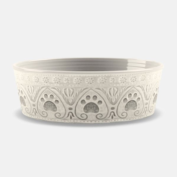 Medallion Natural Paw Print Pet Bowl Hot on Sale