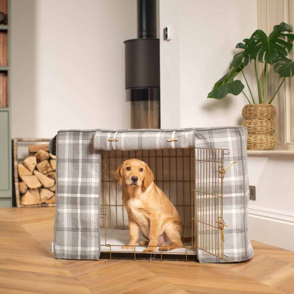 Dog Crate Cover in Balmoral Dove Grey Tweed by Lords & Labradors Supply