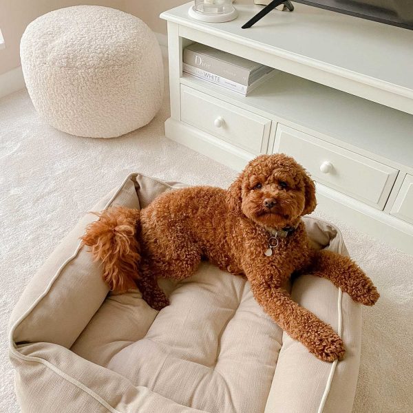 Box Bed With Removable Covers in Savanna Oatmeal by Lords & Labradors Discount